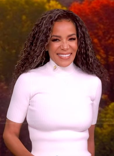Sunny’s white short sleeve top and skirt on The View