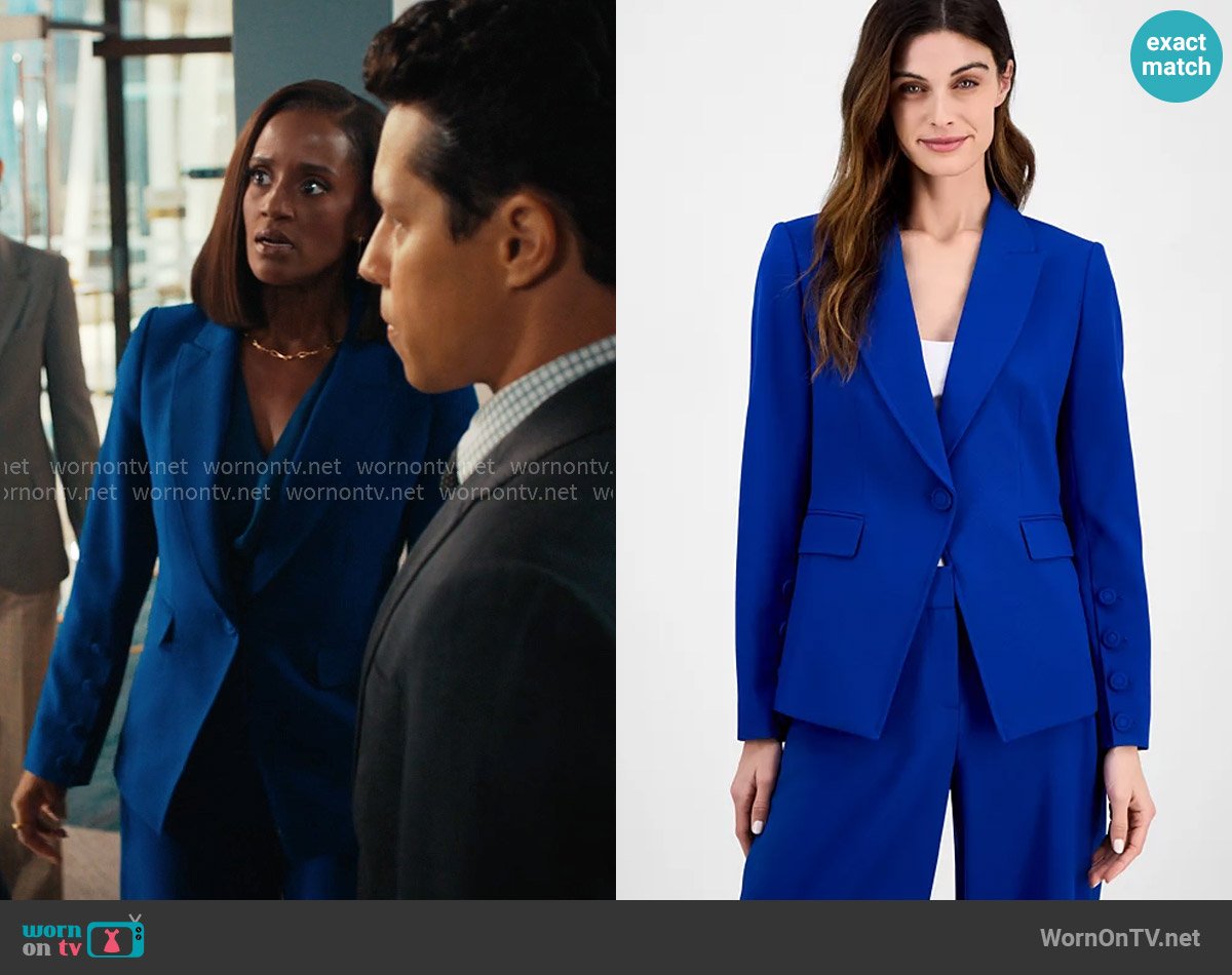 Tahari ASL Peak-Lapel Button-Cuff Jacket in Cobalt worn by Olympia (Skye P. Marshall) on Matlock