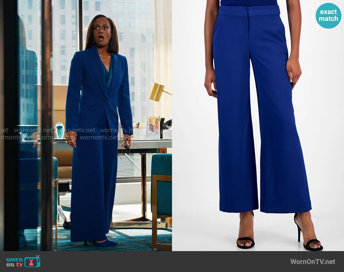 Tahari ASL Wide-Leg Mid-Rise Pants in Cobalt worn by Olympia (Skye P. Marshall) on Matlock