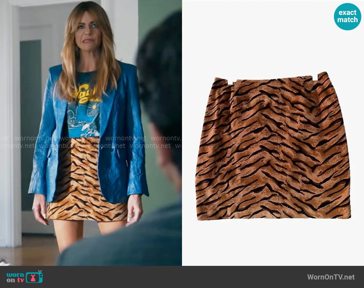 Taiga Velvet Tiger Print Skirt worn by Morgan Gillory (Kaitlin Olson) on High Potential