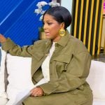 Tamron’s green cropped shirt and shorts on Tamron Hall Show