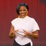 Tamron’s colorblock asymmetric dress on Tamron Hall Show