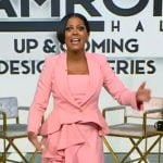 Tamron’s pink ruffle dress on Tamron Hall Show