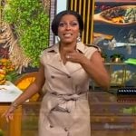 Tamron’s belted trench dress on Tamron Hall Show