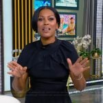 Tamron’s black cape dress on Tamron Hall Show