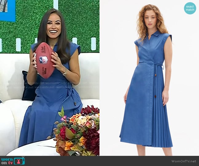 Tanya Taylor Midi Shivon Dress in French Blue worn by Kaylee Hartung on Today
