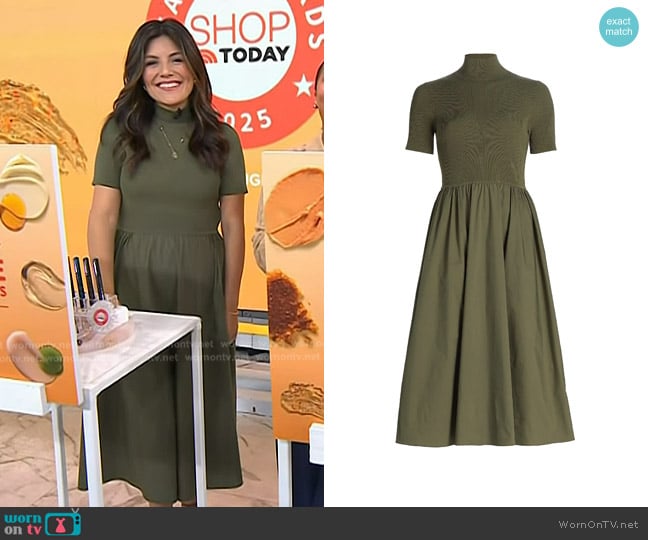 Tanya Taylor Teresa Knit Dress in Fern worn by Adrianna Barrionuevo Brach on Today