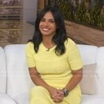 Dr. Tara Narula’s yellow short sleeve knit dress on Good Morning America