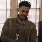 Tariq’s green shearling vest on Abbott Elementary