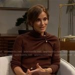 Taylor’s brown gathered detail dress on The Bold and the Beautiful