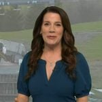 Heather’s teal blue puff sleeve dress on Good Morning America