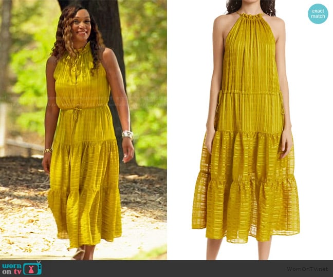 Ted Baker Eymilia Stripe Jacquard Tiered Dress worn by Geri on The Golden Bachelor