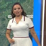 Adelle’s whtie contrast trim pleated dress on Today