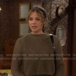 Tessa’s green knit sweater on The Young and the Restless