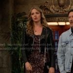 Tessa’s leopard print dress and leather jacket on The Young and the Restless