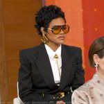 Teyana Taylor’s black denim skirt on Good Morning America