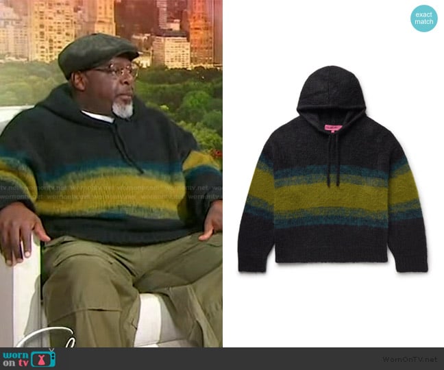 The Elder Statesman Thistle Shadow Striped Alpaca-blend Hoodie In Black worn by Cedric the Entertainer on Sherri