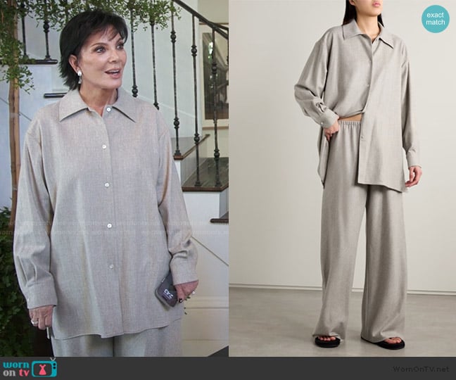 The Row Komako Button Down Wool Cashmere Blouse worn by Kris Jenner (Kris Jenner) on The Kardashians