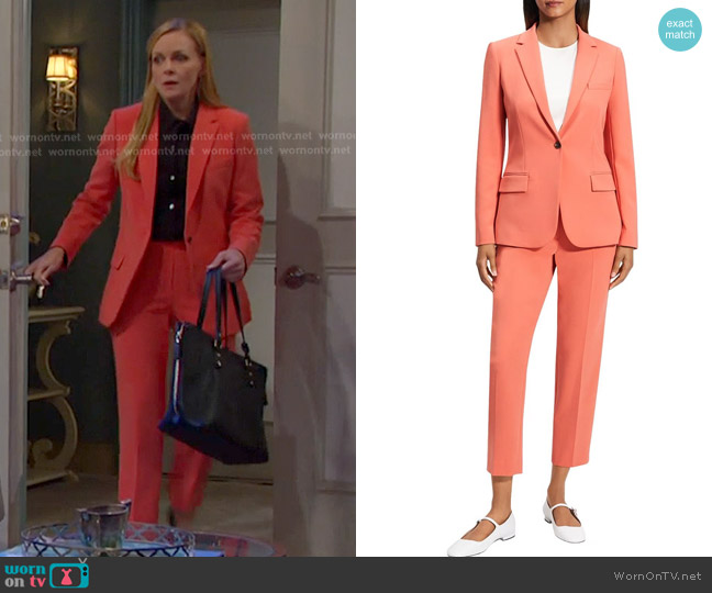 Theory Admiral Crepe Staple Blazer and Treeca Pull-On Pant worn by Belle Brady (Martha Madison) on Days of our Lives