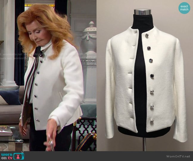 Theory Button Front Cutaway Jacket in Ivory worn by Maggie Horton (Suzanne Rogers) on Days of our Lives
