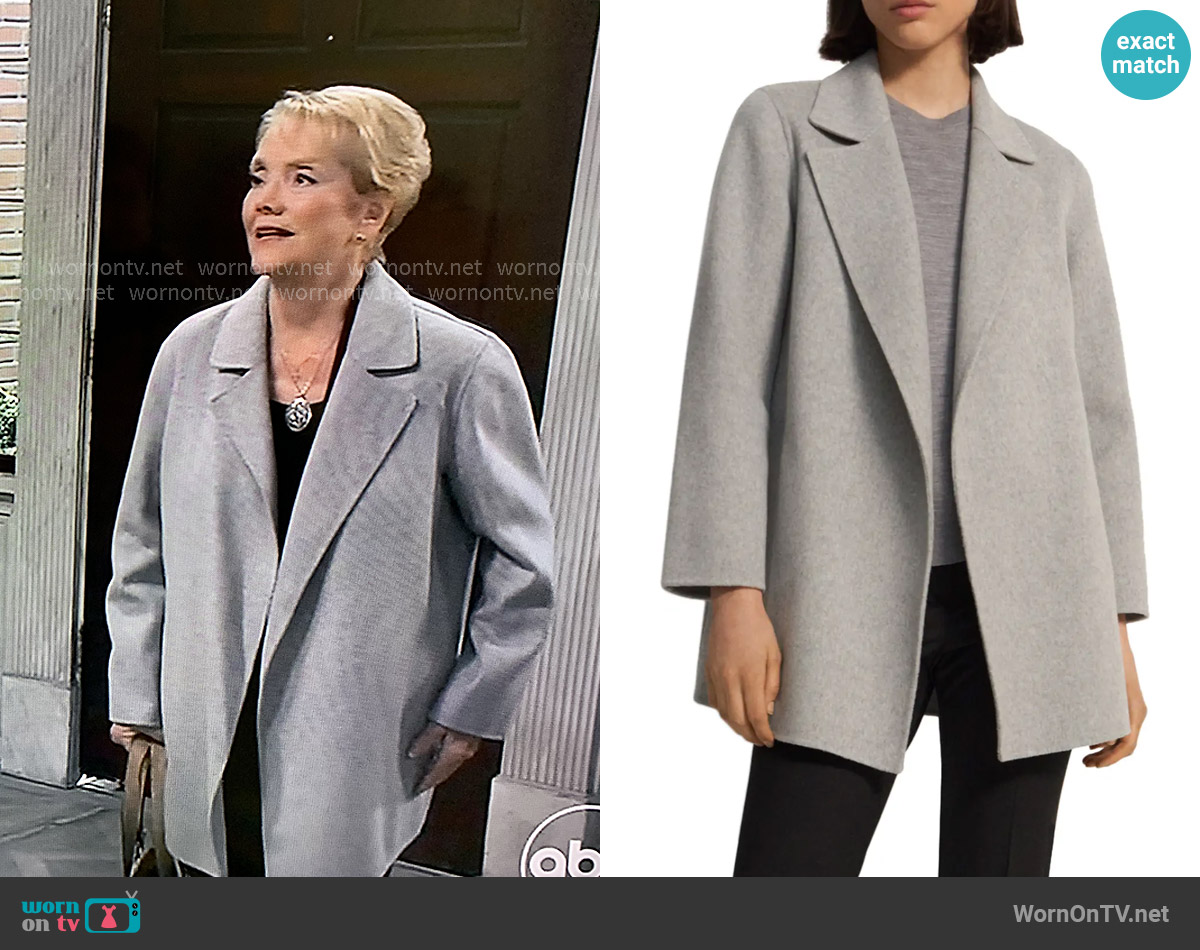 Theory Clairene Wool & Cashmere Jacket in Melange Grey worn by Veronica Bard (Erika Slavek) on General Hospital