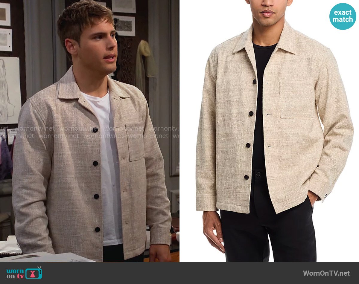 Theory Overshirt in Tweed Canvas worn by Will Spencer (Crew Morrow) on The Bold and the Beautiful