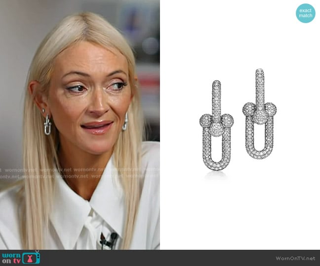 Tiffany Large Link Earrings in Rose Gold with Pavé Diamonds worn by Zanna Roberts Rassi on Today