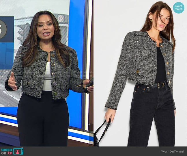 Toccin Tweed Button Front Jacket worn by Adelle Caballero on Today
