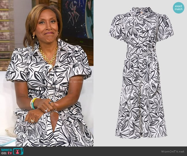 Toccin X RTR Puff Sleeve Shirt Dress worn by Robin Roberts on Good Morning America