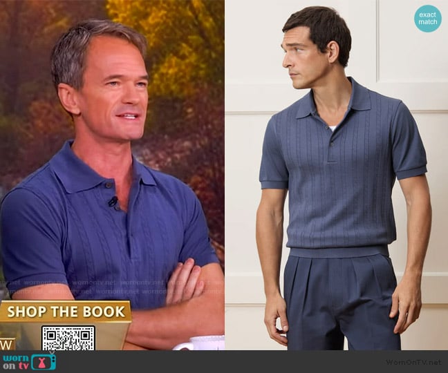 Todd Snyder Cotton Cable Polo worn by Neil Patrick Harris on The View