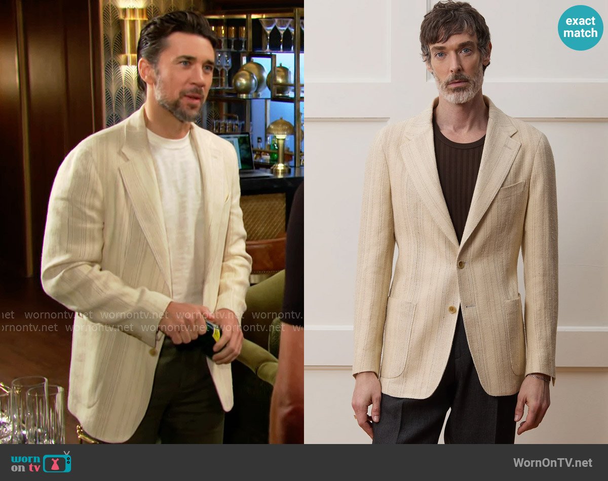 Todd Snyder Italian Linen Silk Double Stripe Sport Coat worn by Cane Ashby (Billy Flynn) on The Young and the Restless