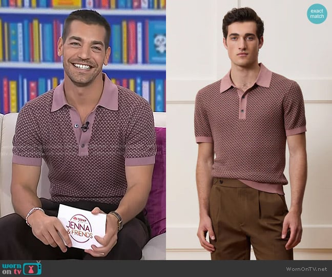 Todd Snyder Silk-Cotton Sweater Polo in Diamond Mauve worn by Matt Rogers on Today