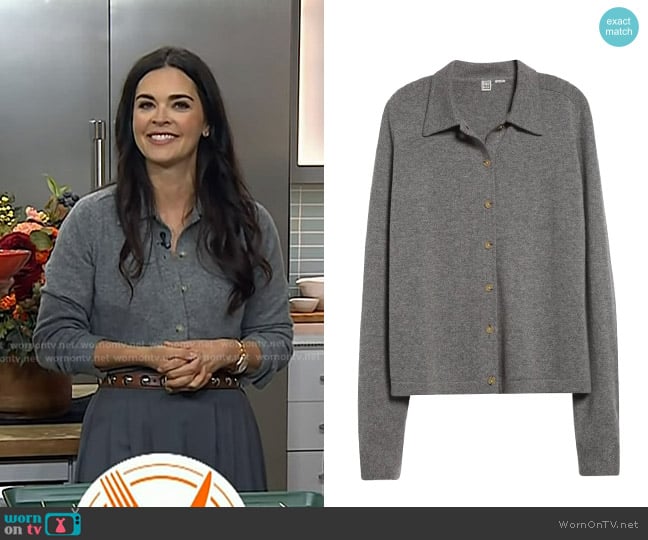 Toteme Cashmere Cardigan in Grey Melange worn by Katie Lee Biegel on Today