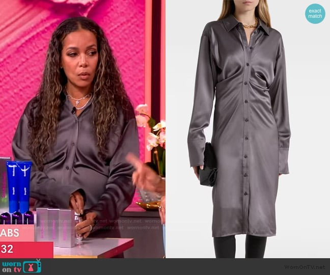 Toteme Slouch Satin Midi Shirtdress worn by Sunny Hostin on The View