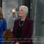 Tracy’s purple cardigan on General Hospital