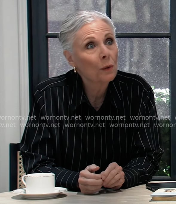 Tracy's black pinstriped shirt on General Hospital