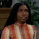 Trina's orange patterned knit crop top on General Hospital
