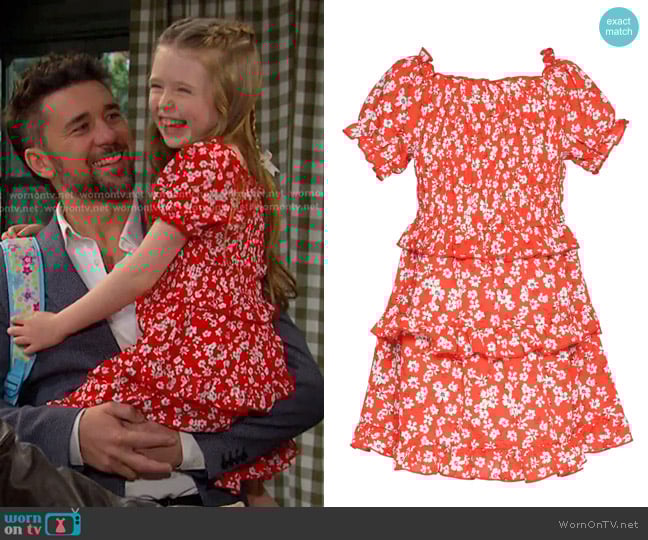Truly Me Kids' Floral Tiered Dress worn by Charlotte DiMera (Oakley Rondou) on Days of our Lives