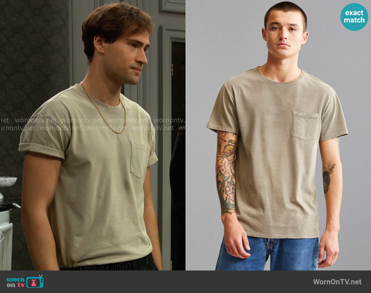 Urban Outfitters Standard Fit Sun Faded Pocket Tee worn by Deke (Harrison Cone) on The Bold and the Beautiful