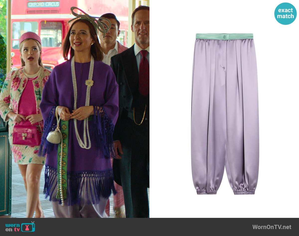 Valentino Garavani Silk trousers worn by Molly Novak (Maya Rudolph) on Loot
