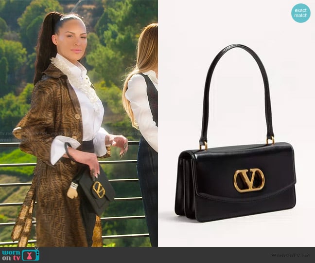 Valentino Vain Bag With Handle In Shiny Calfskin worn by Amanza Smith on Selling Sunset