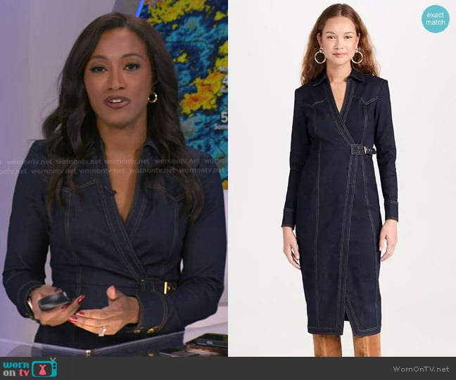 Veronica Beard Arlington Denim Midi-Dress worn by Brittany Bell on Good Morning America