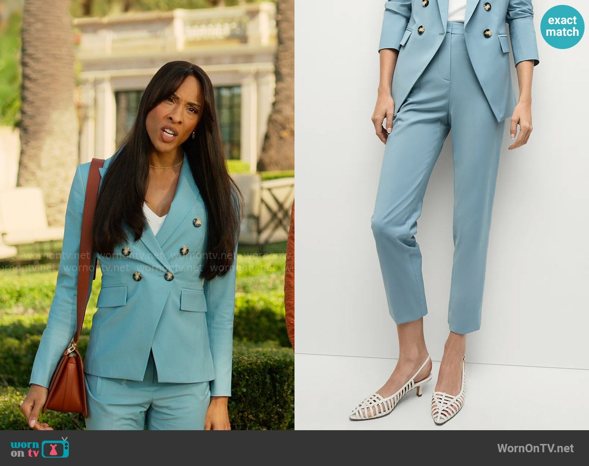 Veronica Beard Arte Pants in Sea Glass worn by Sofia Salinas (Michaela Jaé Rodriguez) on Loot