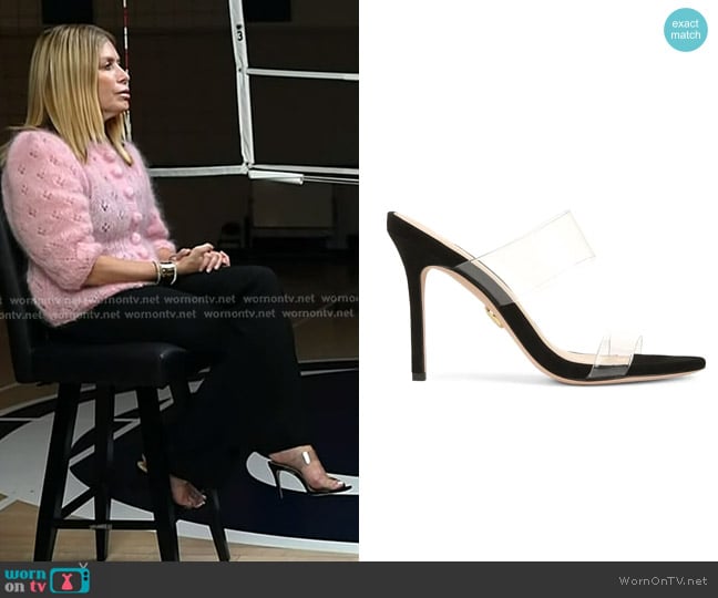 Veronica Beard Asha Sandal in Black/ Clear worn by Jill Martin on Today