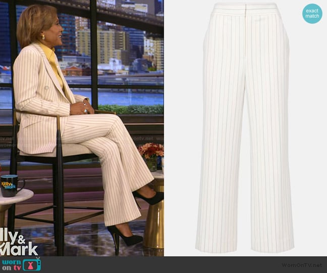 Veronica Beard Brixton striped wide-leg pants worn by Robin Roberts on Live with Kelly and Mark