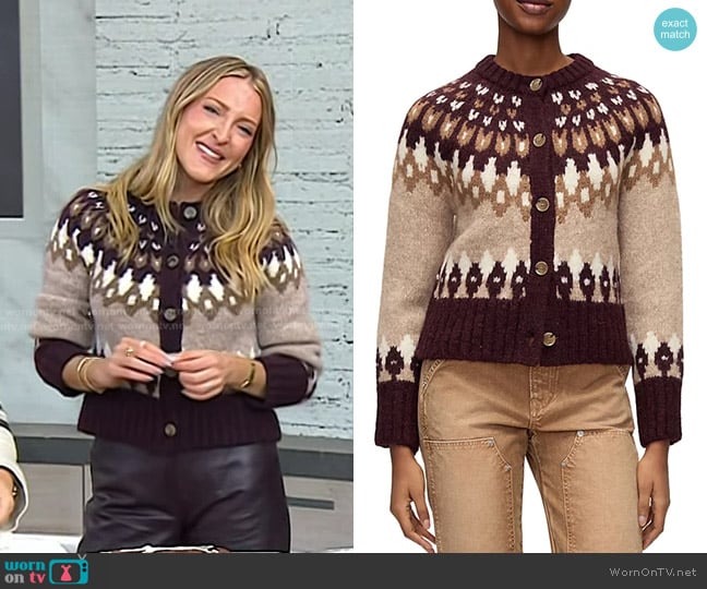 Veronica Beard Christina Fair Isle Cardigan worn by Sarah Fennel on Today