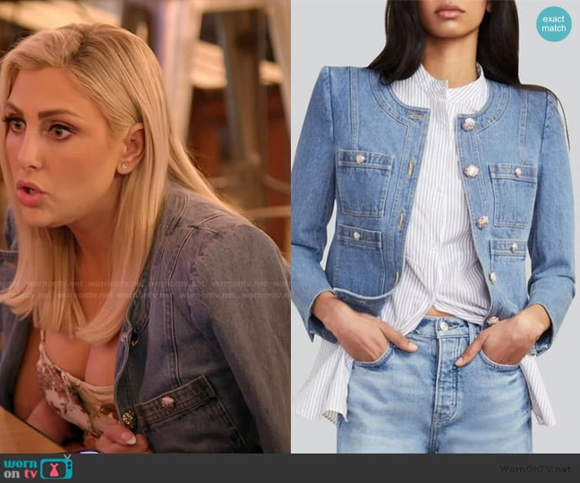 Veronica Beard Ferazia Denim Jacket worn by Gina Kirschenheiter on The Real Housewives of Orange County