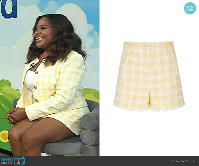 Veronica Beard Jazmin Plaid Tweed Shorts worn by Sherri Shepherd on Today