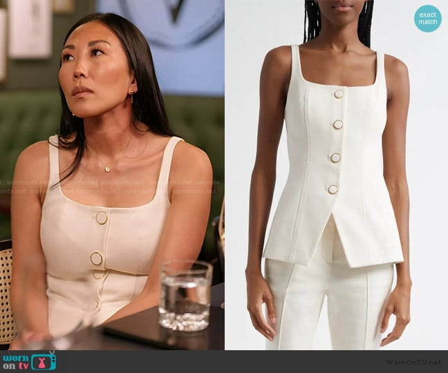 Veronica Beard Liana Stretch Cotton Tunic Top worn by Katie Ginella on The Real Housewives of Orange County