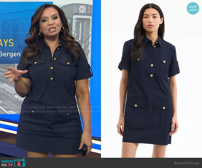 Veronica Beard Lucca Dress in Navy worn by Adelle Caballero on Today